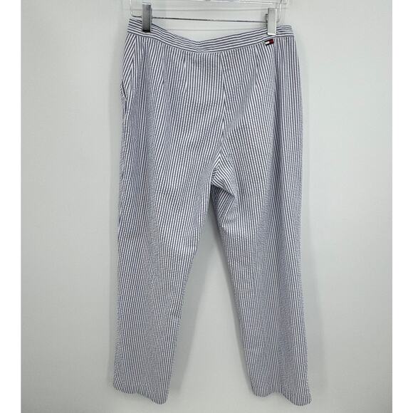 Tommy Hilfiger pants women's 14 ankle seersucker blue white stripe nautical - Picture 4 of 7